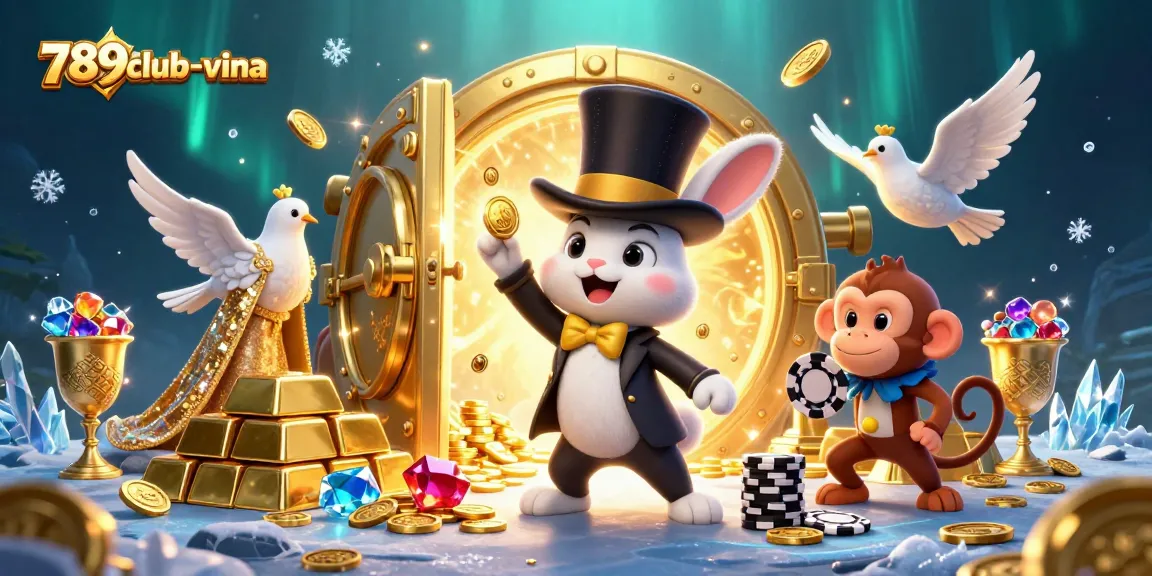 Experience the thrill of winning with 789club-vina's vibrant 3D casino scene featuring magical characters.