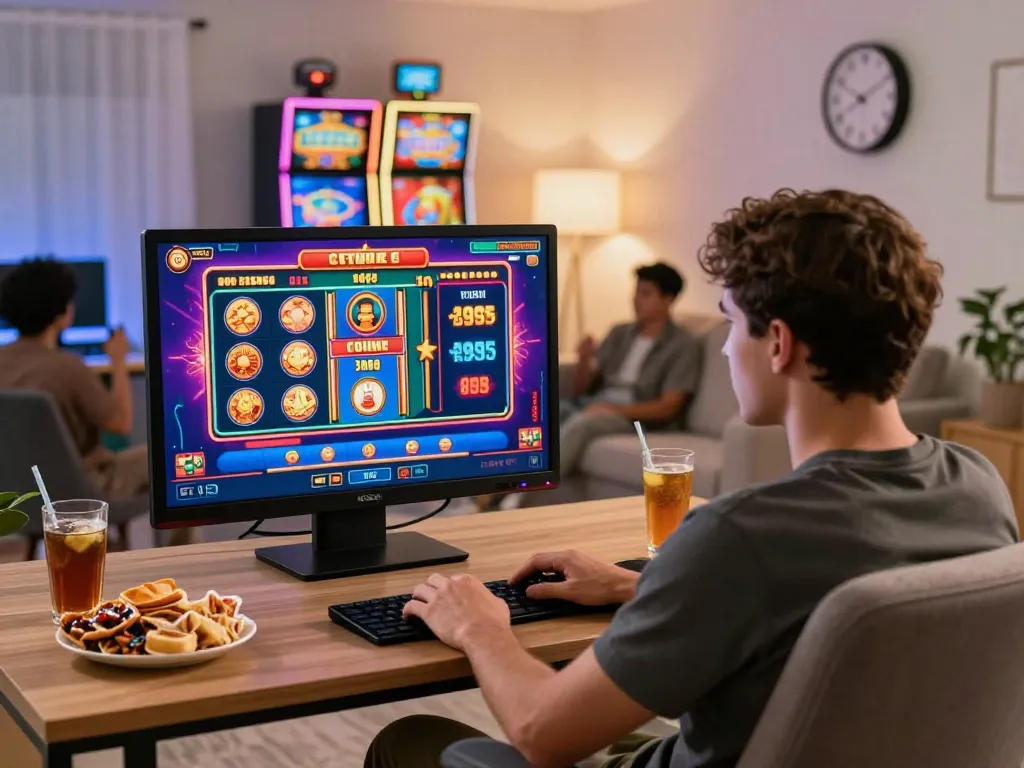 Experience the thrill of MM88 online gaming with vibrant graphics and a cozy home setup.