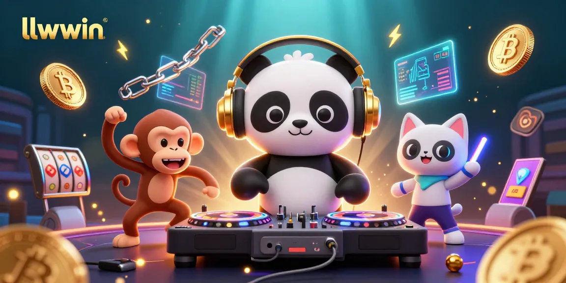 Spin the reels with llwwin at this vibrant casino-themed party featuring a DJ panda and lively characters.
