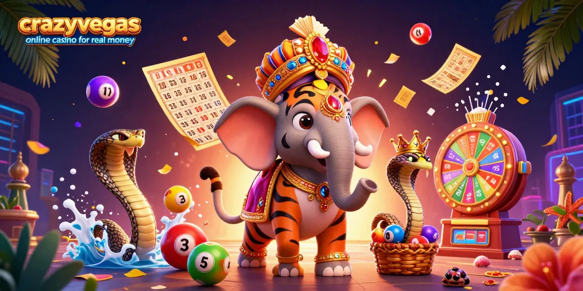 Experience the excitement of crazyvegas online casino for real money with vibrant illustrations featuring a maharaja tiger and more.
