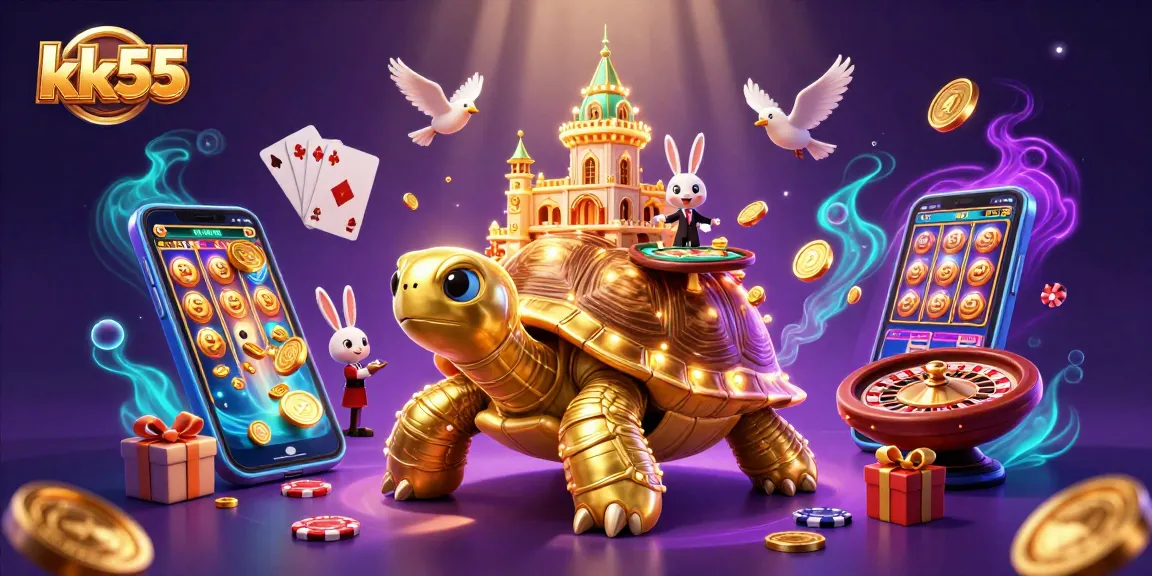 Engage with exciting gaming at kk55, featuring golden tortoise casino, dealer, and dynamic gaming elements.