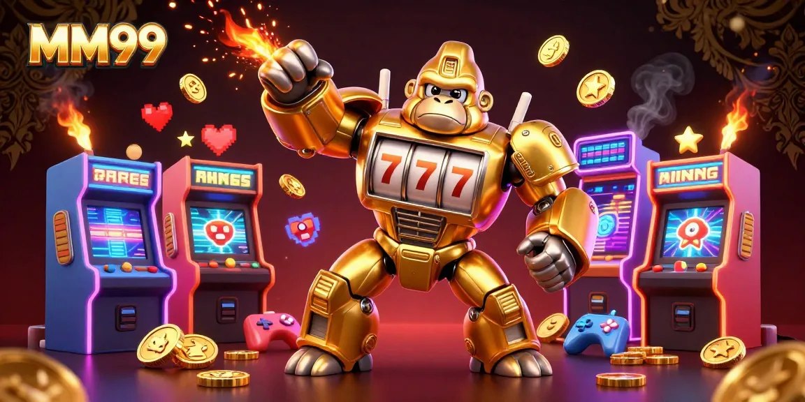 Experience MM99 gaming excitement with vibrant 3D illustrations and dynamic casino elements.