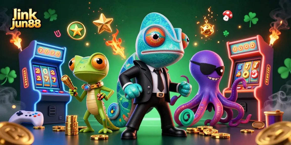Spin to win with link jun88 in a vibrant 3D casino scene filled with thrilling game elements.
