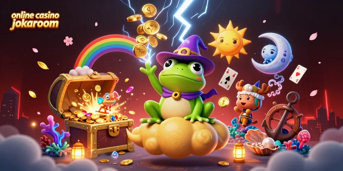 Join the excitement at online casino jokaroom with dynamic characters amidst a storm of golden coins.