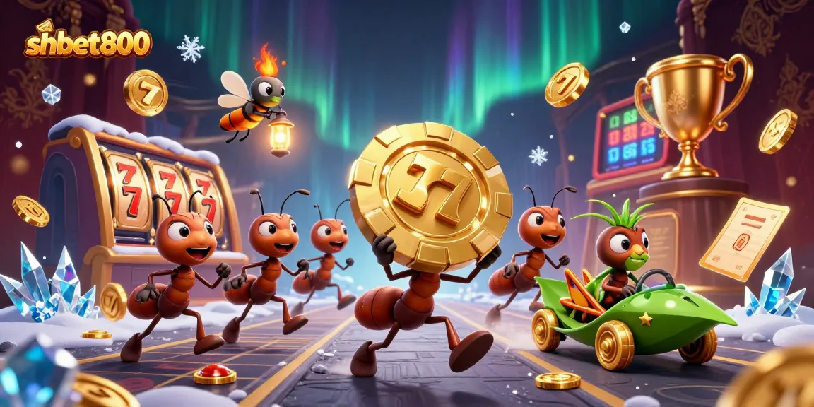 Engage with shbet800 by watching a 3D cartoon heist with animated ants and casino elements.