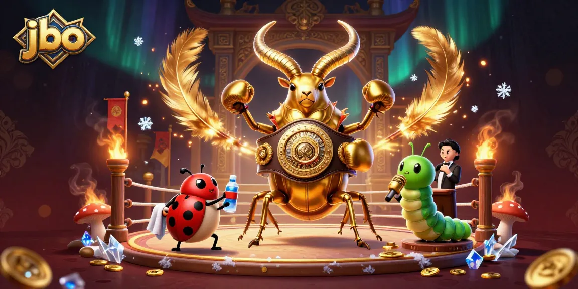 Engage in thrilling casino action featuring a jbo giant stag beetle champion and colorful characters.