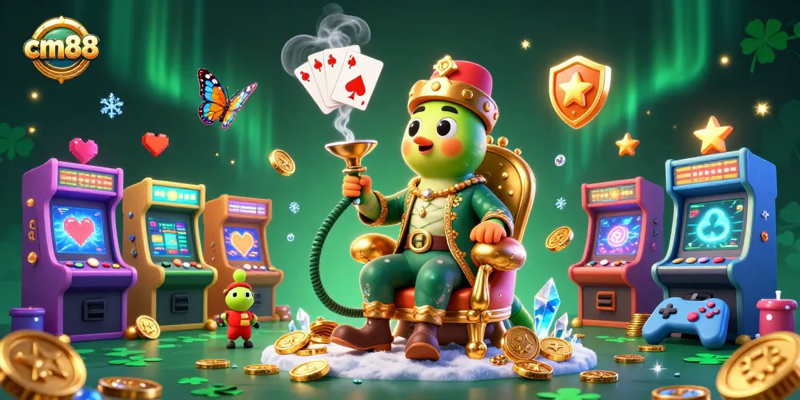 Experience the excitement of cm88 with a dynamic illustration featuring games and glowing symbols.