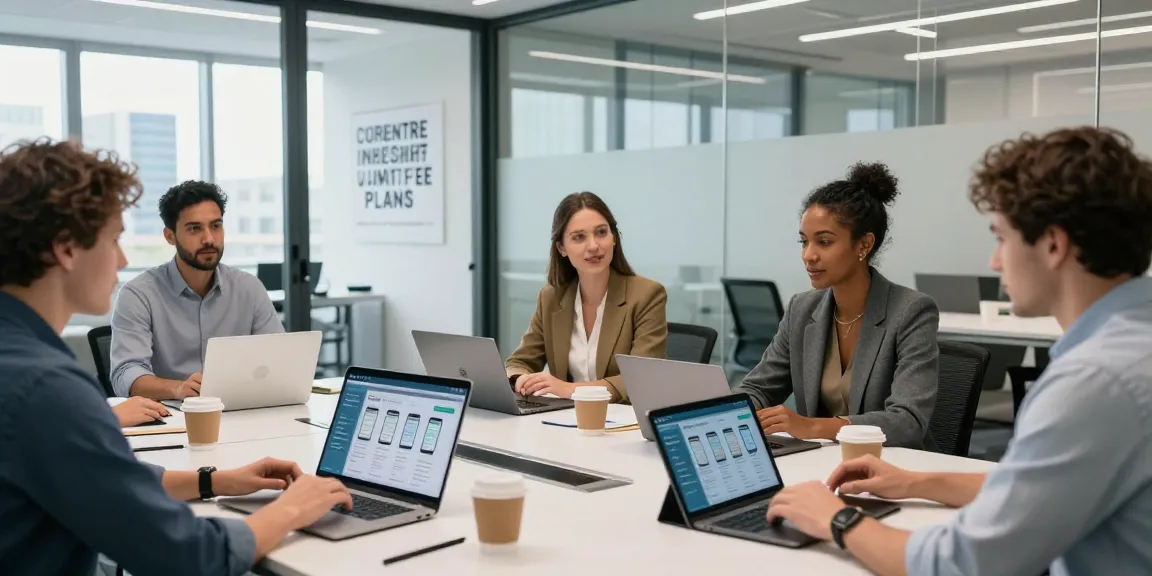 Corporate mobile plans UK team collaboration in a modern office space.