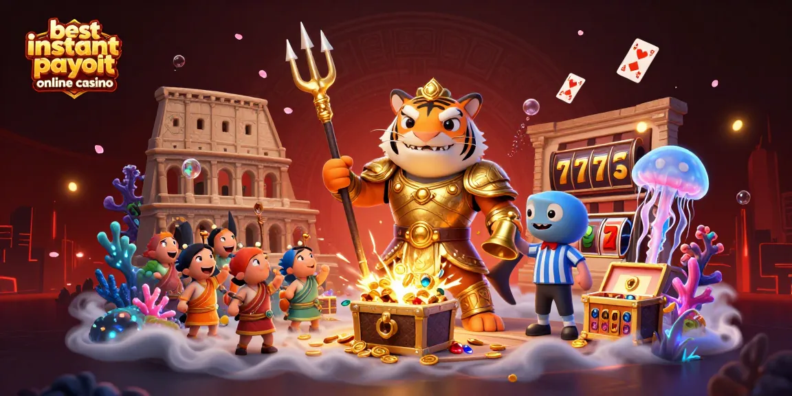 Experience thrilling gameplay at the best instant payout online casino with a vibrant 3D scene.