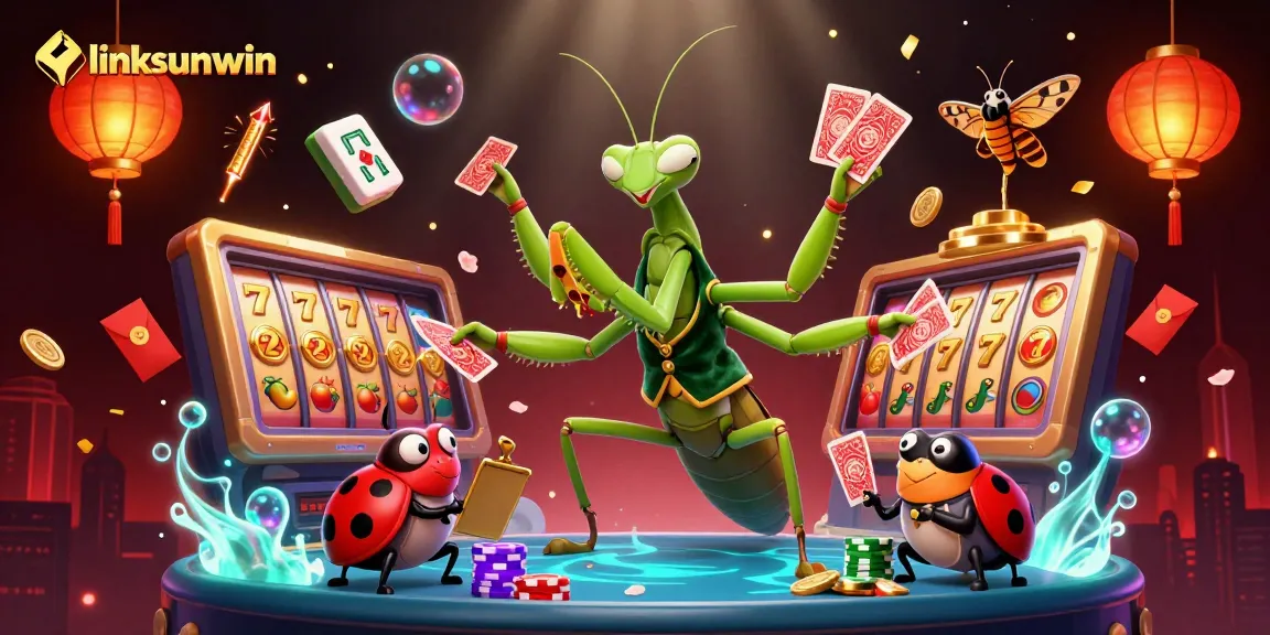 Engage in thrilling gameplay with linksunwin at the vibrant casino scene featuring cartoon characters.
