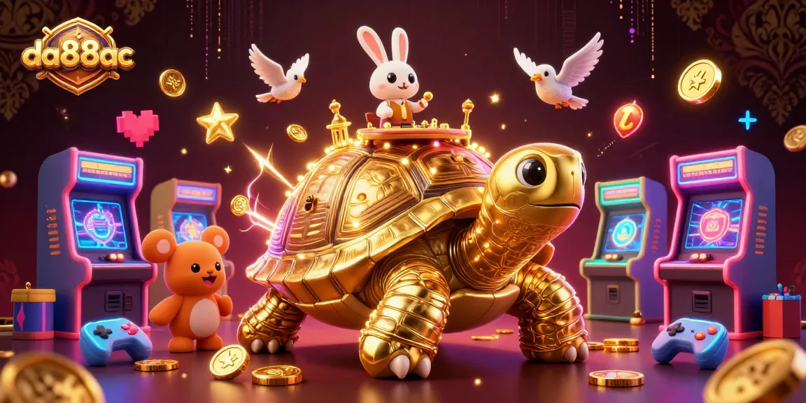 Experience the joy of da88ac with a vibrant casino scene featuring a golden tortoise and a rabbit dealer